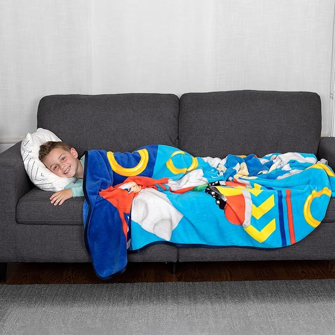 Franco Kids Bedding Super Soft Plush Micro Raschel Blanket, 62 in x 90 in, Sonic The Hedgehog (Pack of 6)