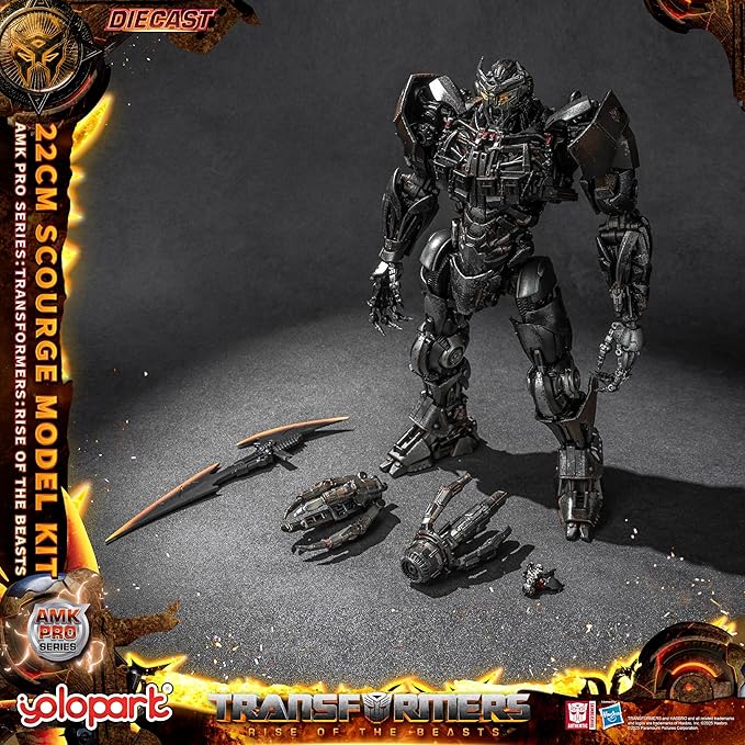 YOLOPARK Transformers AMK PRO Scourge Action Figure, 8.66 Inch Rise of The Beasts Transformers Toy with Magnetic Control LED,Highly Articulated Collectible Model Kit for Ages 15 and Up,No Converting