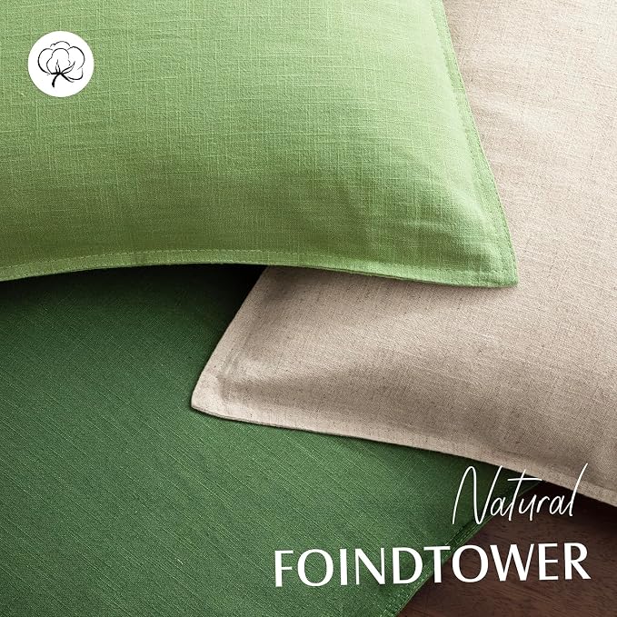 Foindtower Pack of 2, Decorative Linen Solid Throw Pillow Covers Soft Accent Euro Cushion Case Boho Farmhouse Pillowcase for Chair Couch Sofa Bedroom Living Room Home Decor 18 x 18 Inch Lime Green