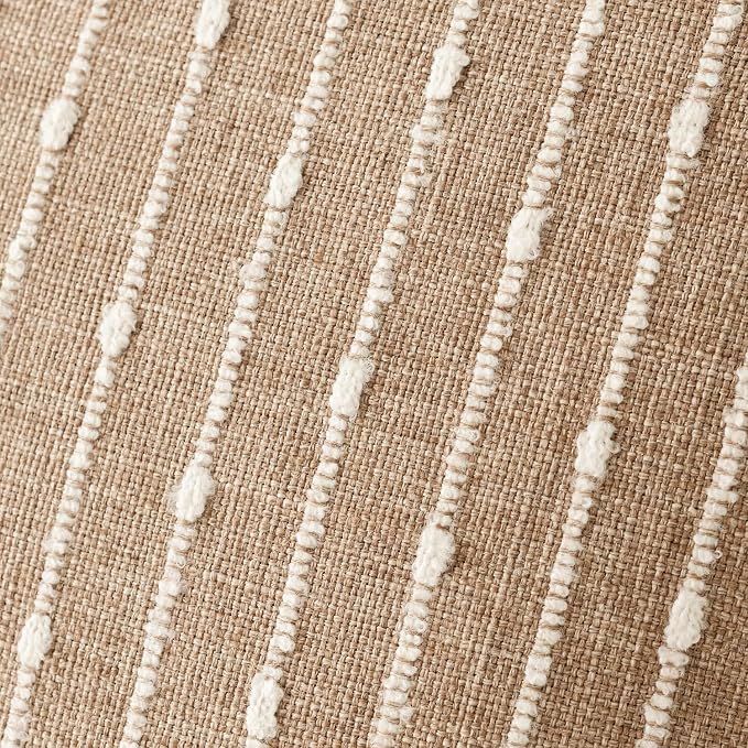 Foindtower Pack of 2 Decorative Jacquard Boucle Throw Pillow Covers Accent Textured Striped Pillowcases Cozy Modern Cushion for Couch Sofa Bedroom Living Room Home Decor 18x18 Inch Camel