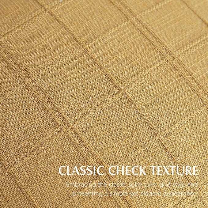 Foindtower Set of 2 Decorative Linen Check Throw Pillow Covers Neutral Farmhouse Vintage Cushion Covers Modern Boho Accent Home Decor for Sofa Chair Couch Bedroom Living Room,26×26 Inch,Amber Gold