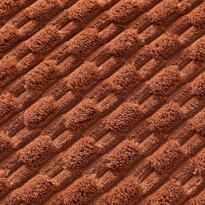 MIULEE Fall Decorative Throw Pillow Covers 20x20 Burnt Textured Corduroy | Terracotta Pack of 2 Striped Pillow Covers Modern Farmhouse Autumn Home Decor for Couch Bed Sofa Living Room