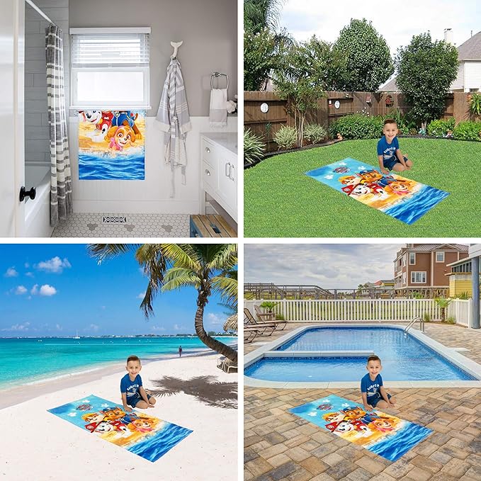 Franco Kids Super Soft Cotton Bath/Pool/Beach Towel, 58 in x 28 in, Paw Patrol