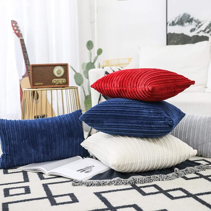UGASA Velvet Soft Solid Decorative Square Throw Pillow Covers Cushion Case for Sofa Bedroom, 1 Pc, 18x18Inch (45x45cm), Cream