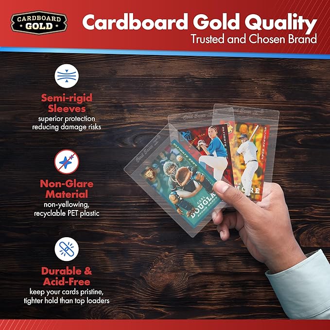 Cardboard Gold Card Saver 1 w/Sleeves - 400 Count - Semi Rigid Card Holder, Trading Card Protectors - PSA-Approved Cardsaver for Baseball, Trading, Sports Cards - Binder, & Storage Box Compatible