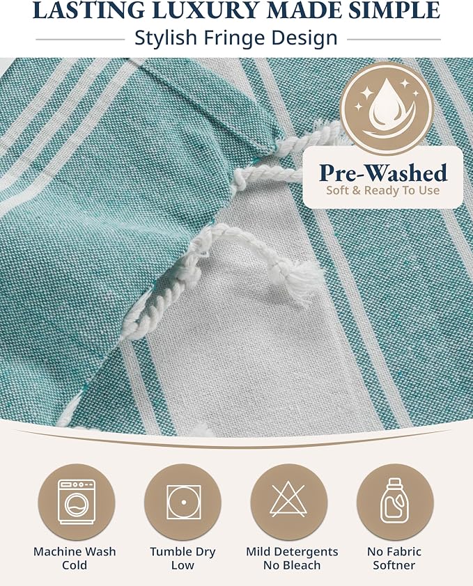 LANE LINEN Turkish Beach Towels Set of 6, Oversized Beach Towel, Lightweight Beach Essentials for Women, Large Pool Towel, Absorbent & Quick Dry, Sand Free Beach Towel, 39"x71" - Tropical Breeze