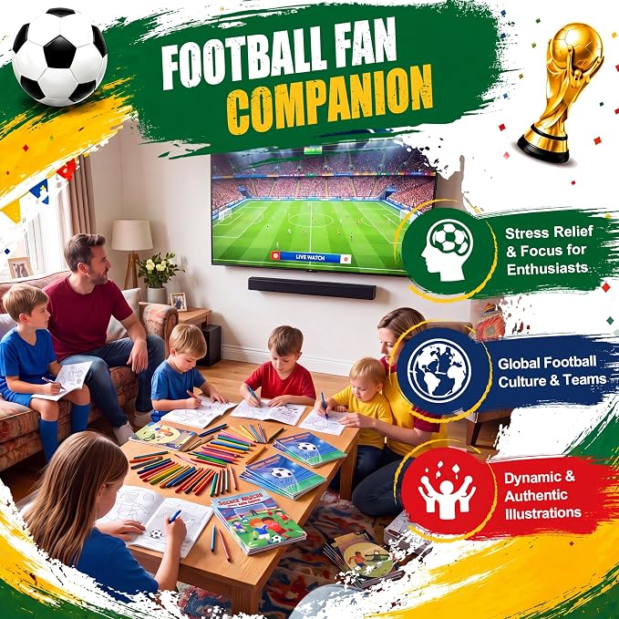 Liliful 144 Pack Mini Soccer Coloring Books Bulk, 5x7 Inch Soccer Party Favors, 24 Football Sport Designs Thick Paper Coloring Book for Kids & Adults, Sports Birthday Classroom Rewards