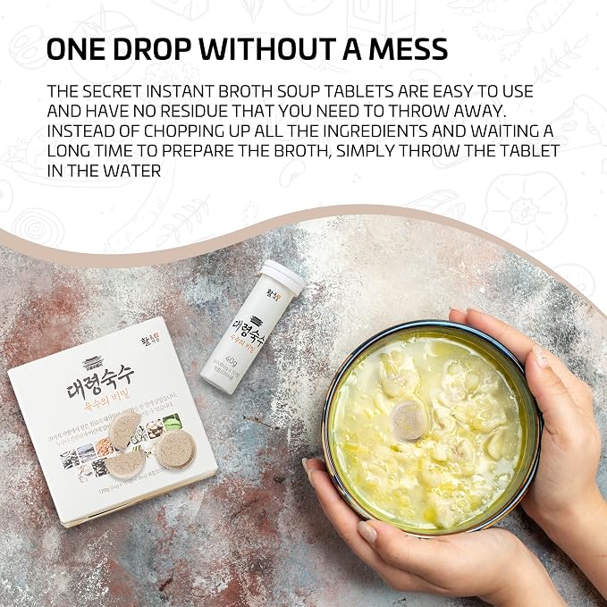 30 tablets - Seoul soup secrets - Instant Korean soup tablet, seafood vegetable stock broth, all natural ingredients, made in Korea