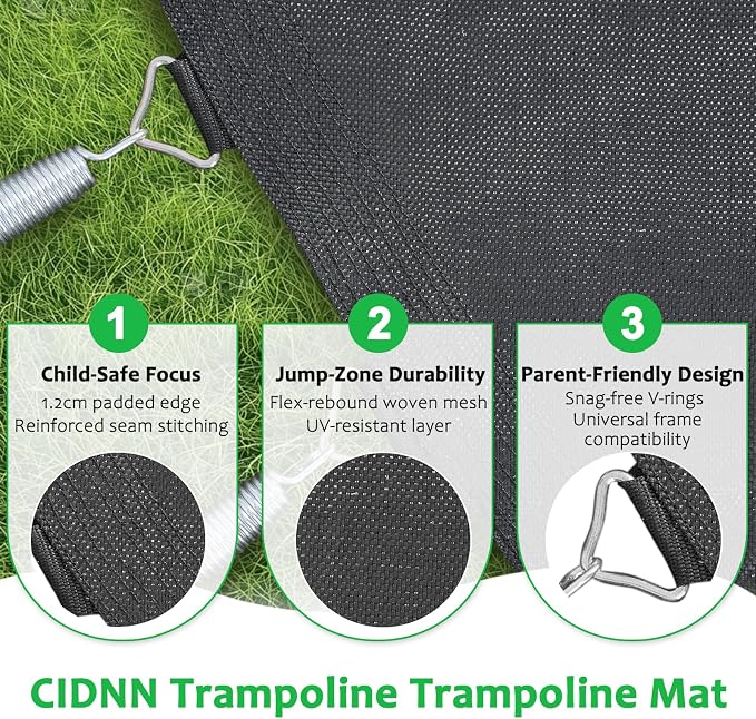 Replacement Trampoline Mat，Heavy-Duty, UV-Resistant & Durable Bounce Pad for 12/14/15ft Round Trampolines - Perfect for Safe & Fun Jumping