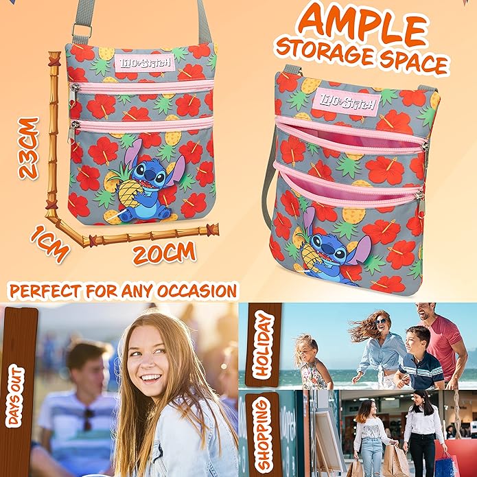 Disney Stitch Crossbody Bags for Women Teenagers Girls Purse Sling Shoulder Bag for Shopping Vacation Gifts for Her