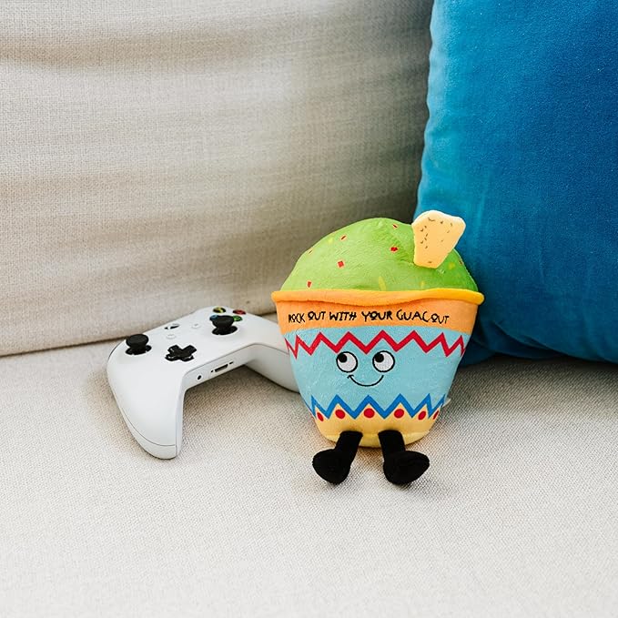 Guacamole Plushie - Rock Out with Your Guac Out Cute Guacamole Plush, Gift for Avacado Lovers, Food Plush Toy for Gifting