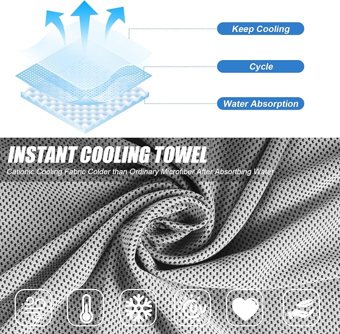 4 Pack Cooling Towels for Face Neck,Sweat Absorbent Cool Towel for Gym Fitness Tennis Yoga Camping Running(4 Pack-03)