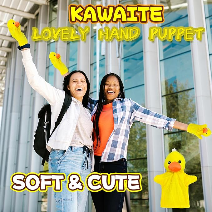 Duck Hand Puppets for Boys and Girls (1 Pack), Stuffed Animals Finger Toy, Pre-School Pretend Play, Duck Hand Puppet Plush Toys for Role Play, Goody Bags Filler - Party Favors for Toddlers and Kids