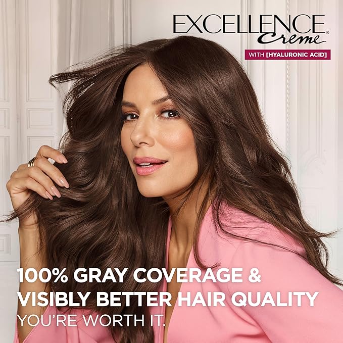 L'Oreal Paris Excellence Crème Permanent Hair Dye, Triple Care Hair Color with Hyaluronic Acid for 100% Gray Coverage, 6RB Light Reddish Brown, 1 Kit (Packaging May Vary)