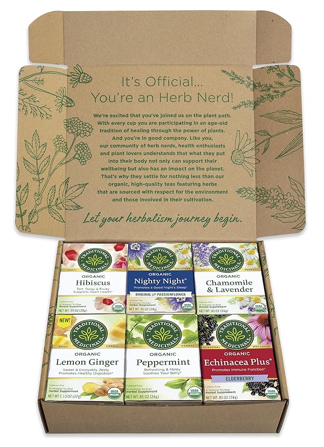 Traditional Medicinals Organic Herbal Tea - Six Calming Flavors, Chamomile, Hibiscus, Peppermint, Lemon Balm, Lemon Ginger & Passionflower, 96 Tea Bags (6 Pack)