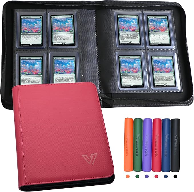 Toploader Binder 4 Pocket,Holds 128 Top Loaders,Top Loader Binder 4 Pocket for 3" x 4"Rigid Cards,Double Sided Card Binder Abulm in 3"x4"Toploaders for Trading Cards