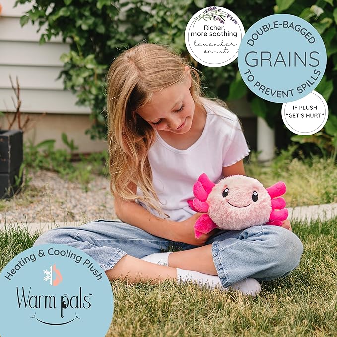 Warm Pals - Heatable Coolable Bedtime Comfort Plushie - Ari Axolotl - 1.5lbs - Cozy Microwavable Lavender Scented Plush Toys - Heated Stuffed Animal