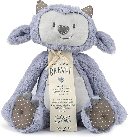 Growl Pal Let's Be Brave Polka Dot Purple 16 inch Plush Fabric Figure Toy