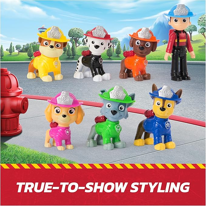 Paw Patrol Fire Rescue Team Pack with 7 Collectible Action Figures, Including Ryder & 6 Pups, Kids Toys for Boys & Girls Ages 3 and Up