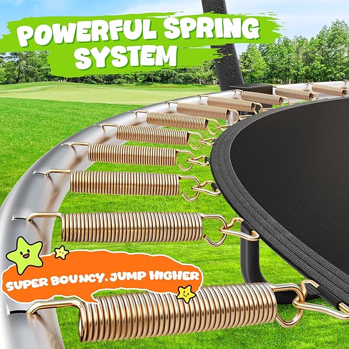 JELENS Trampoline 8FT 10FT 12FT 14FT 15FT 16FT, Recreational Trampolines with Enclosure Net, Outdoor Anti-Rust Trampolines for Kids and Adults, ASTM Approved