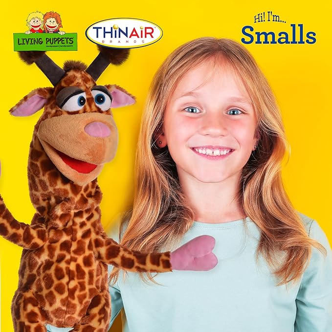 Living Puppets 21-Inch Plush Giraffe Hand Puppet - Fine European Design, Ultra-Soft and Cuddly, Promotes Child Development, Safety Certified, Teacher-Recommended for Boys and Girls