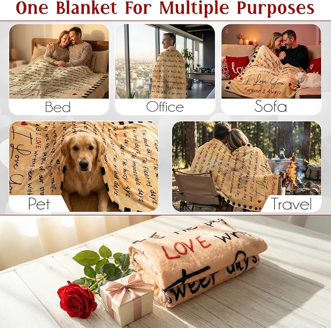 WRAPIX Anniversary Wedding Gifts for Husband Wife - Throw Blanket 60x80 in | Birthday Gifts for Couple Him Her Women Girlfriend Boyfriend, Soft Fleece for Couch Bed, Machine Washable, Warm, Lightweight