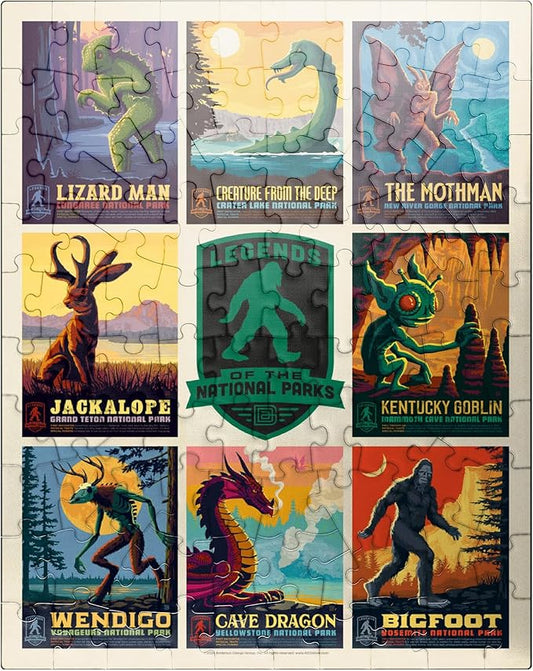 MyPuzzle Legends of The National Parks: Multi-Image Print - Edition 1, Vintage Poster - Premium 100 Piece Jigsaw Puzzle for Adults