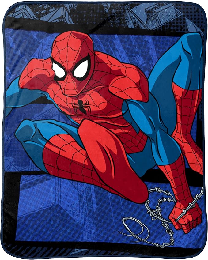 Jay Franco Plush Throw Blanket – 46" x 60" Inches Kids Hero Soft & Cozy Fleece Throw for Bedroom & Couch Décor, Official Licensed Product, Blue - Spiderman