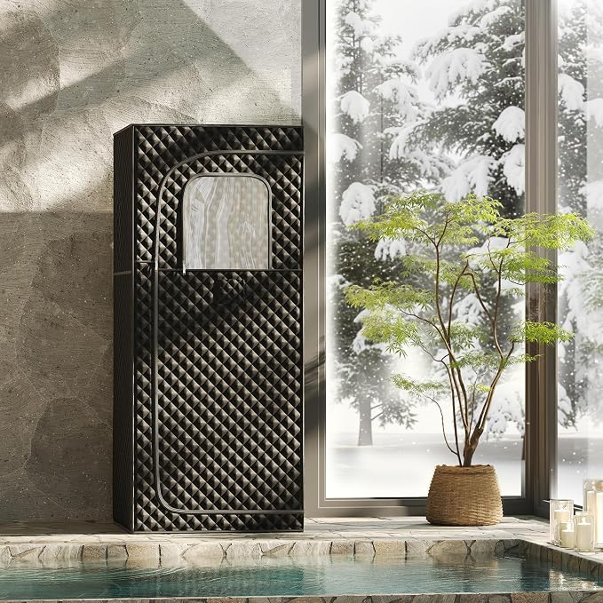 Portable Steam Sauna at Home 1 Person, Low EMF 1200W Fast Heating Sauna Box, Indoor Dry Sauna with Foldable Chair for Home, Gym (2.6Lx2.6Wx6H Ft)