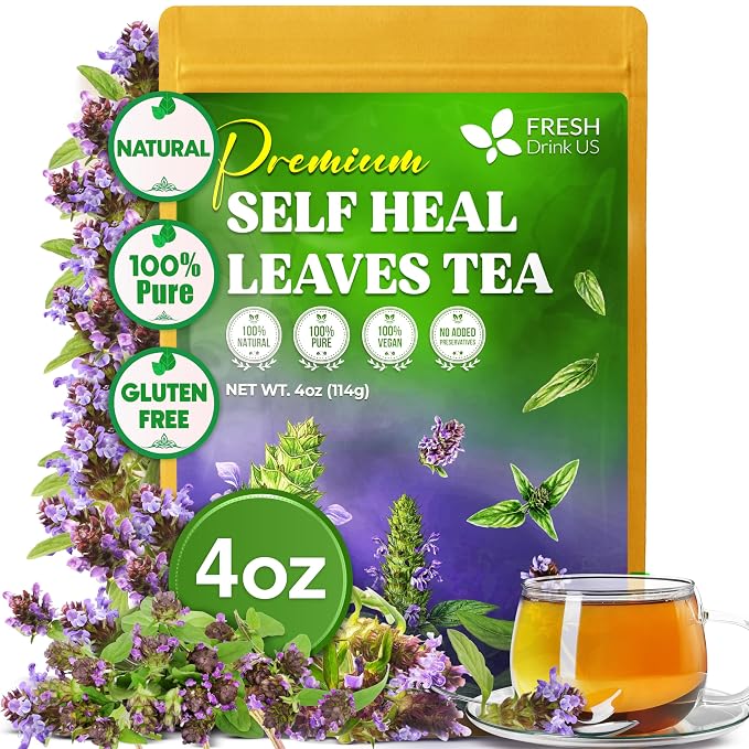 FreshDrinkUS, Premium Self Heal Leaves Loose Leaf Tea – 4oz (113g) Cut & Dried Herbal Leaves | Naturally Aromatic | Caffeine-Free Herbal Infusion | 100% Natural Loose Leaves. Preservative-Free. Vegan