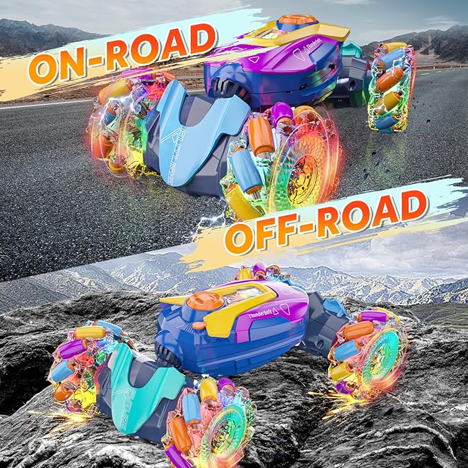 maxkes Gesture Sensing RC Stunt Car - Boys Toys Age 6-8-12, 4WD Hand Controlled Remote Control Twist Car with Light & Music, Cool Birthday Presents and Ideas Gifts for Kids Age 7 9 10 11 12 Years Old