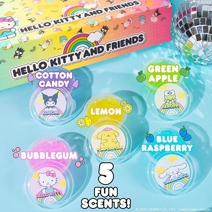 Hello Kitty Ultimate Slime Set, 25-Pack Scented Glitter Slimes, Party Favors for Kids 8-12, Slime Bulk, Mini Slime, Sanrio Stuff