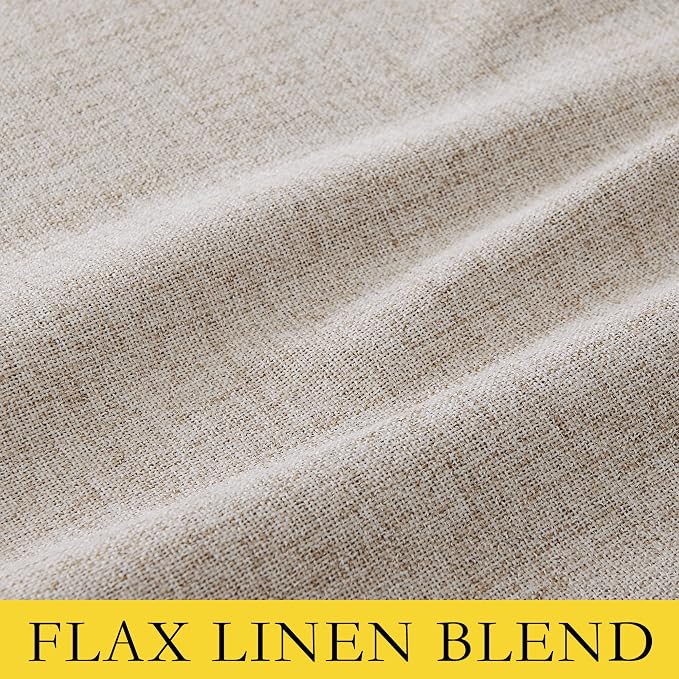NICETOWN Oatmeal 100% Blackout Short Curtains 63 inches Lenghth Burg for Kitchen, 2 Panels, Burlap Linen Drapes with Thermal Insulated Grey Liner, Keeping Out Cold Air and Heat Panels