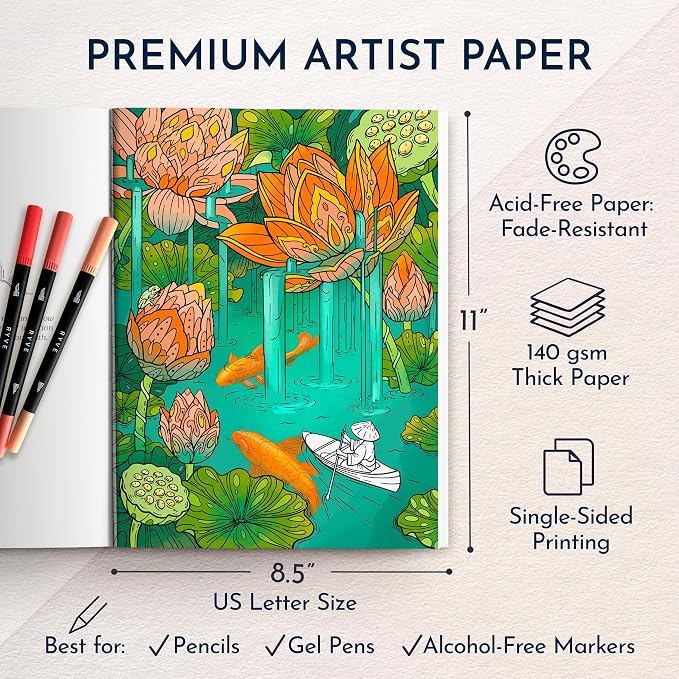 Coloring Book for Adults Relaxation – Calming Adult Coloring Book with 31 Designs and Inspiring Prompts – Mindfulness Stress Relief and Self Care Gifts for Women & Men, Tear-Out Pages
