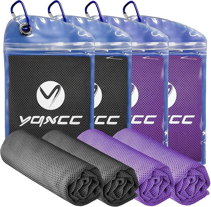 YQXCC 4 Pack Cooling Towels 40"x12", Cool Ice Towels for Neck & Face | Cooling Neck Wraps, Soft Breathable Microfiber Chilly Towels, Ideal for Gym, Yoga, Golf, Running, Camping & Hot Weather