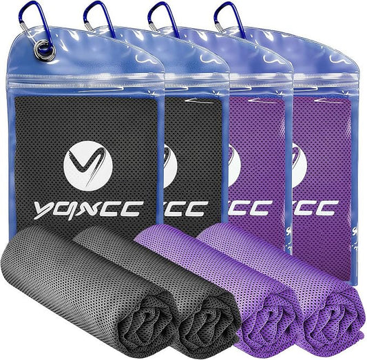 YQXCC 4 Pack Cooling Towels 40"x12", Cool Ice Towels for Neck & Face | Cooling Neck Wraps, Soft Breathable Microfiber Chilly Towels, Ideal for Gym, Yoga, Golf, Running, Camping & Hot Weather