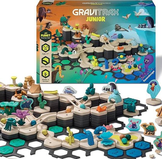 Ravensburger GraviTrax Junior Starter Set XXL - My Planet - Fun and Educational Preschool Marble Run Building Experience - STEM-Friendly, Interactive Learning, MESH Accredited - Kids Age 3 and Older