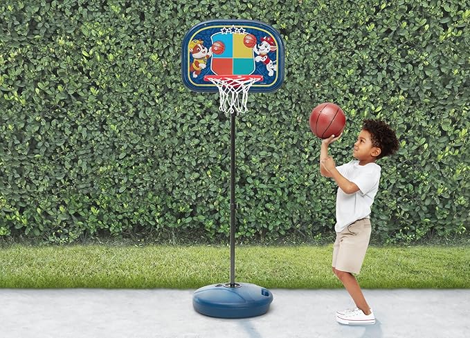 Delta Children - PAW Patrol Kids Basketball Hoop Set, Height Adjustable Toddler Basketball Goal with Stand, Indoor Outdoor Sports Toy, Includes Ball and Pump, Blue