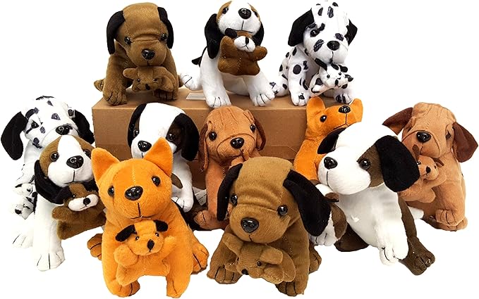Plush Dogs and Cats Holding Their Babies (12 Dogs Holding Puppies)