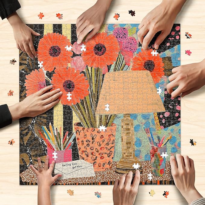 1000-Piece Adult Puzzle with Oil Painting-Style Desktop Scene Vibrant Art Jigsaw Puzzle, Challenging & Colorful Art Puzzle for Adults, Perfect for Relaxation and Gift-Giving, 24 x 24 in