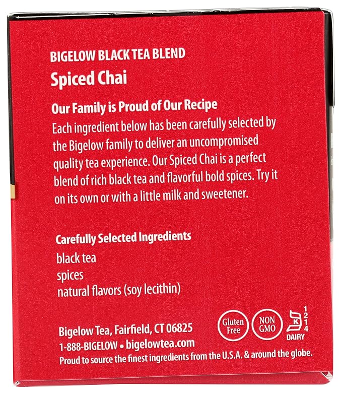 Bigelow, Spiced Chai Tea (Caffeinated), 20 Count