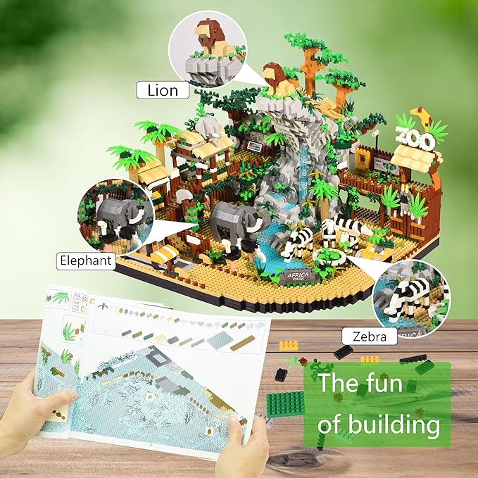 Zoo Architecture Micro Building Blocks Sets - 4800PCS, Animals Park MIni Bricks Modle Kit Toy Present for Adults and Ages of 14+
