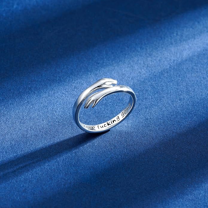 Yesteel Valentines Gifts for Kids Teen Girls - S925 Sterling Silver Hug Ring for Teen Girls Women, Adjustable Ring Jewelry Mothers Day Birthday Gifts for Daughters Mom Sister Wife Friends Grandma