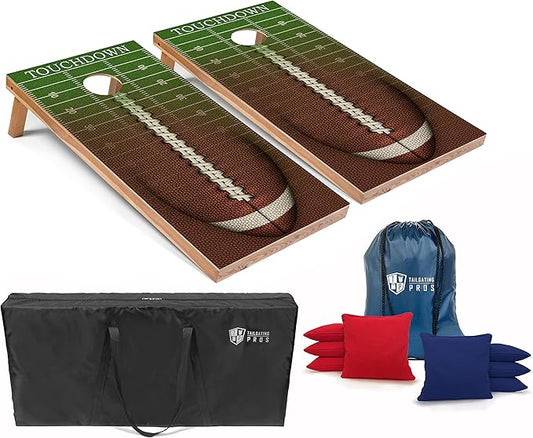 Tailgating Pros American Themed Lightweight Corn Hole Board Set w/Multicolored LED Rings, Bean, Bags, and Carrying Case - 4'x2' Cornhole Toss