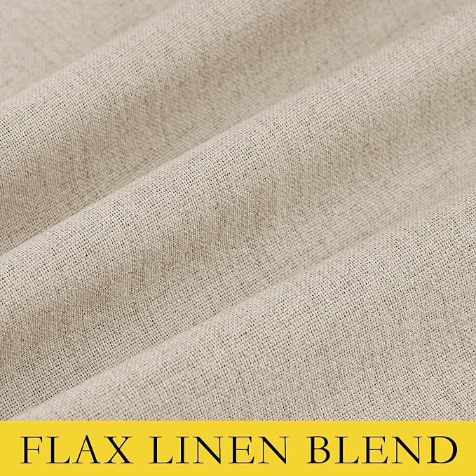 NICETOWN 100% Black Out Curtains 84 inch Long, Beige Curtains with Thermal Insulated Grey Liner, Thick Linen Blend Rod Pocket & Back Tab Draperies for Apartment, Living Room (1 Pair, 52" W per Panel)