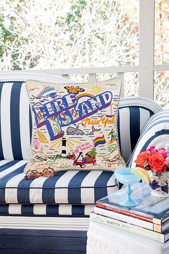 Catstudio Fire Island Embroidered Decorative Throw Pillow