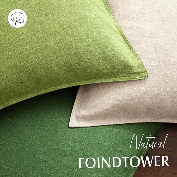 Foindtower Pack of 2, Decorative Linen Solid Throw Pillow Covers Soft Accent Euro Cushion Case Boho Farmhouse Pillowcase for Chair Couch Sofa Bedroom Living Room Home Decor 20 x 20 Inch Lush Green