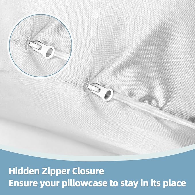 BALAPET Silky Satin Pregnancy Pillow Cover (ONLY Pillowcase), U Shaped Luxurious Smooth Maternity Pillow Cover, Soft & Breathable Large Pillow Protector with Hidden Zip for Side Sleeper, White