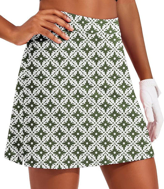 Ekouaer 16" Skorts for Women with Pockets Golf Pickleball Tennis Skirt | Silicone Grippers,2 Inner Pockets,Wide Waist,Side Slit Hem,Breathable,Soft,Lightweight