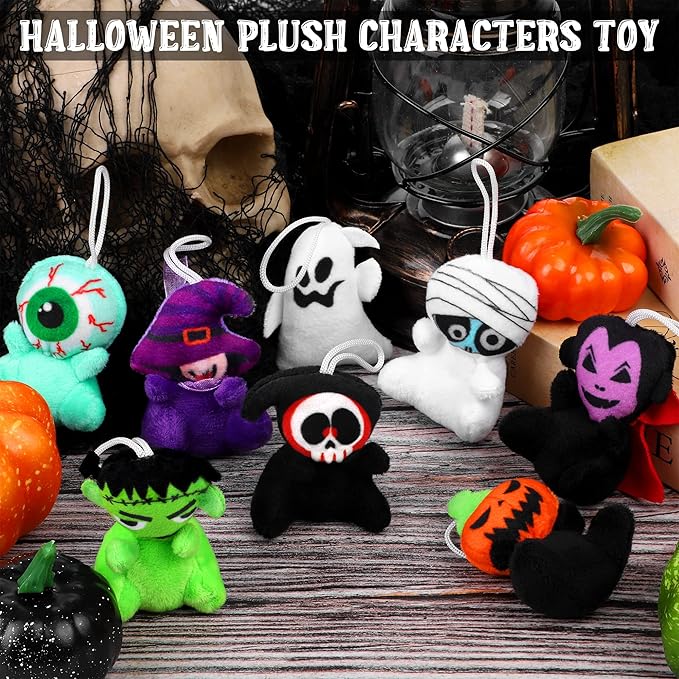 Fovths 24 Mini Characters Toy - 2.4 Inch Plush for Halloween Goodie Bag Party Favors Trick or Treat Gift